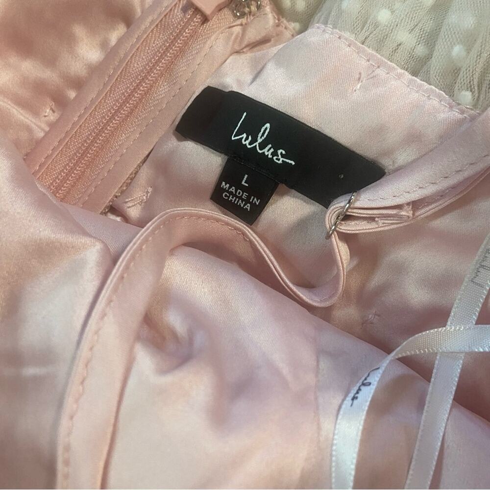 NWOT Lulus Wishing for Whimsy Blush Pink Swiss Dot Ruffle Tiered Midi Dr… - Picture 10 of 11